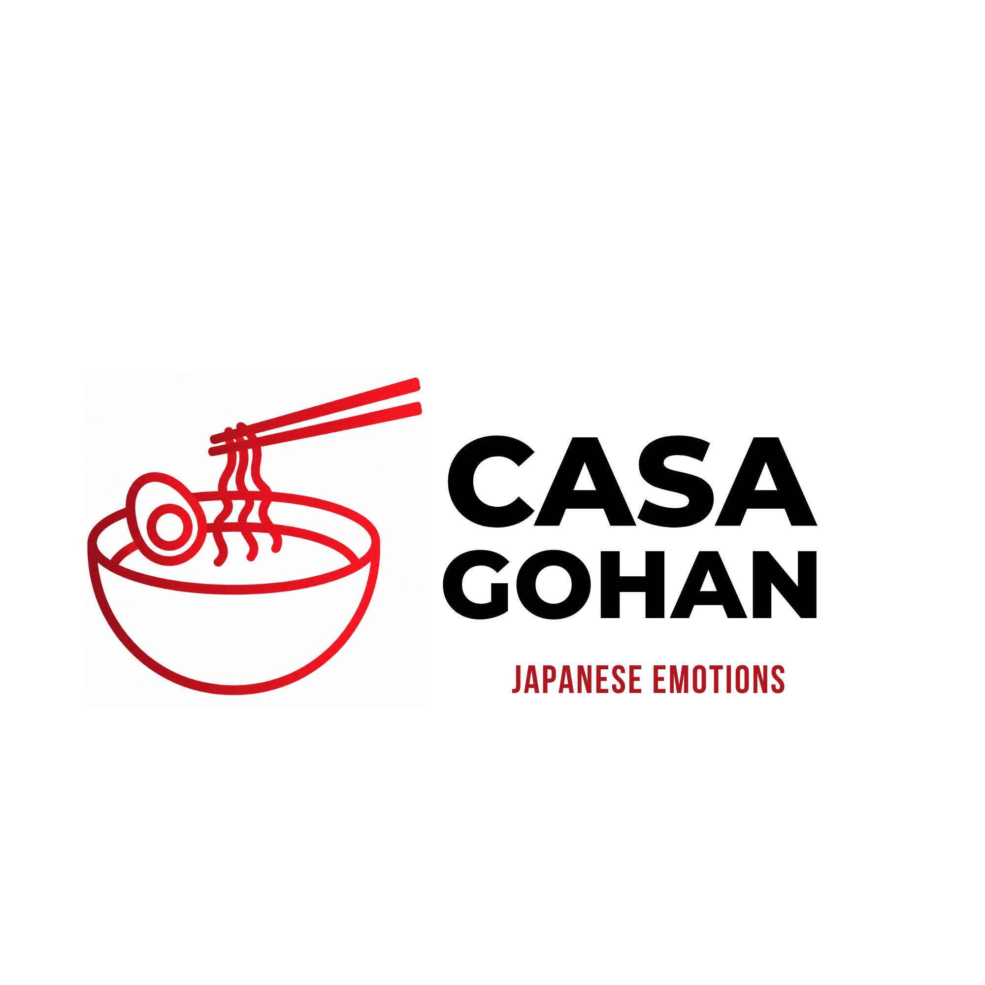 Casa Gohan — Japanese Emotions: logo con ciotola e bacchette rosse
